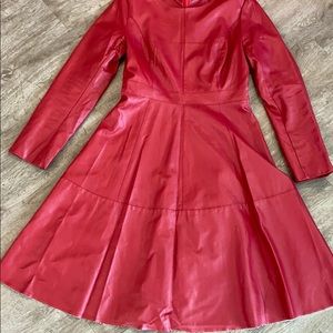Faux leather long sleeve red dress M
